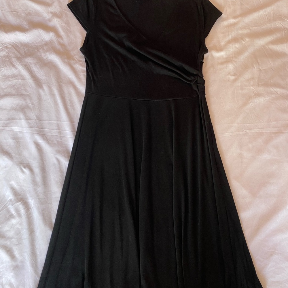 Oxiuly Fashion Elegant Black Wrap Dress size L